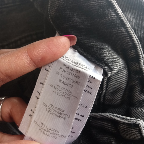 GOOD AMERICAN classic straight leg charcoal skinny Jeans mid-high rise NWOT - Picture 9 of 12